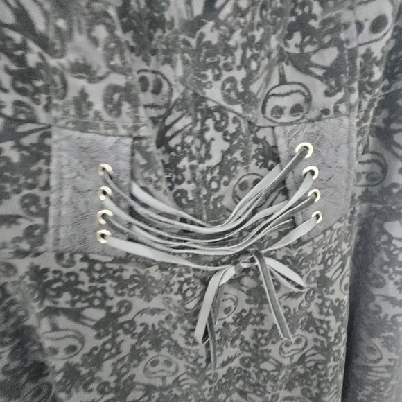 Hot Topic Nightmare Before Christmas Black Velvet Lace-Up Mini Dress Sz 14 (6581 - Picture 6 of 11